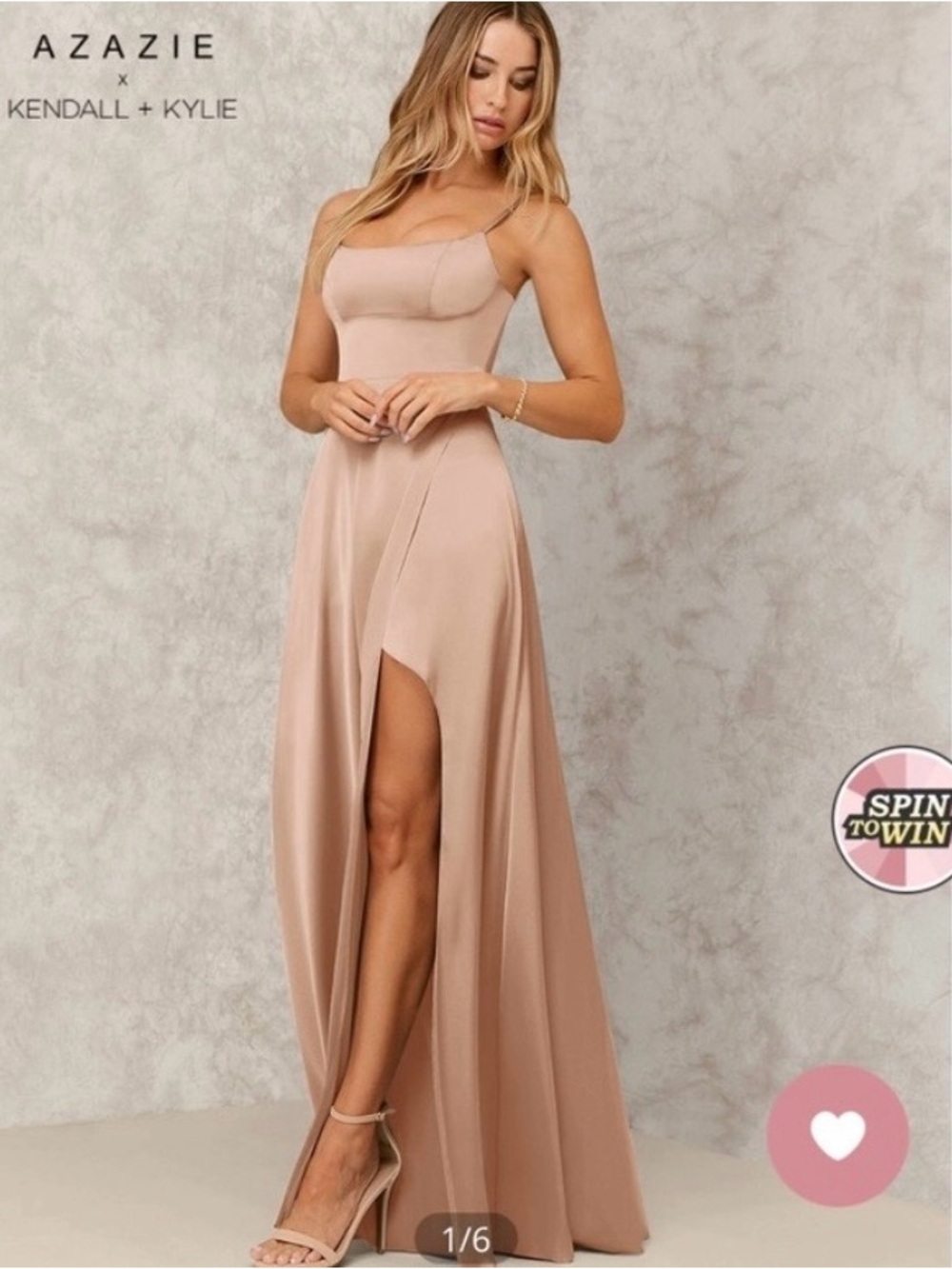 Azazie Kendall + Kylie A Line Side Slit Satin Full Length Dress A6